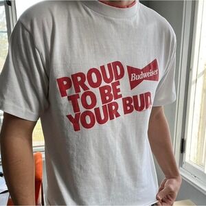 "PROUD TO BE YOUR BUD" Vintage Budweiser shirt White and Red Men's Large